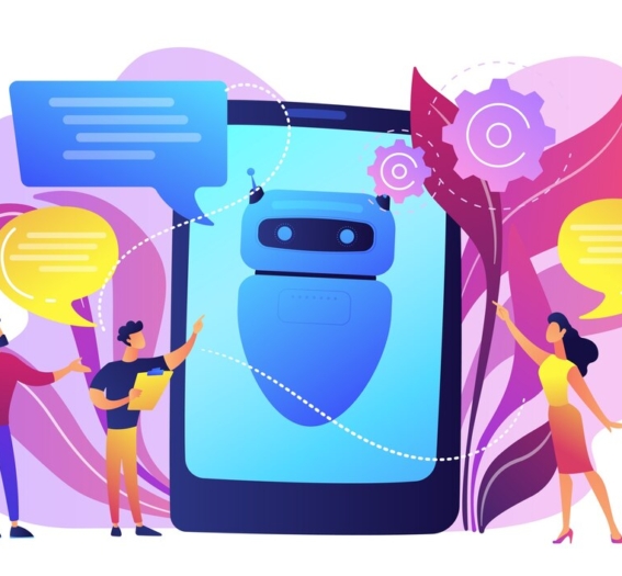 business-people-communicate-with-chatbot-application-chatbot-artificial-intelligence-talkbots-service-interactive-agent-support-concept-bright-vibrant-violet-isolated-illustration_335657-406